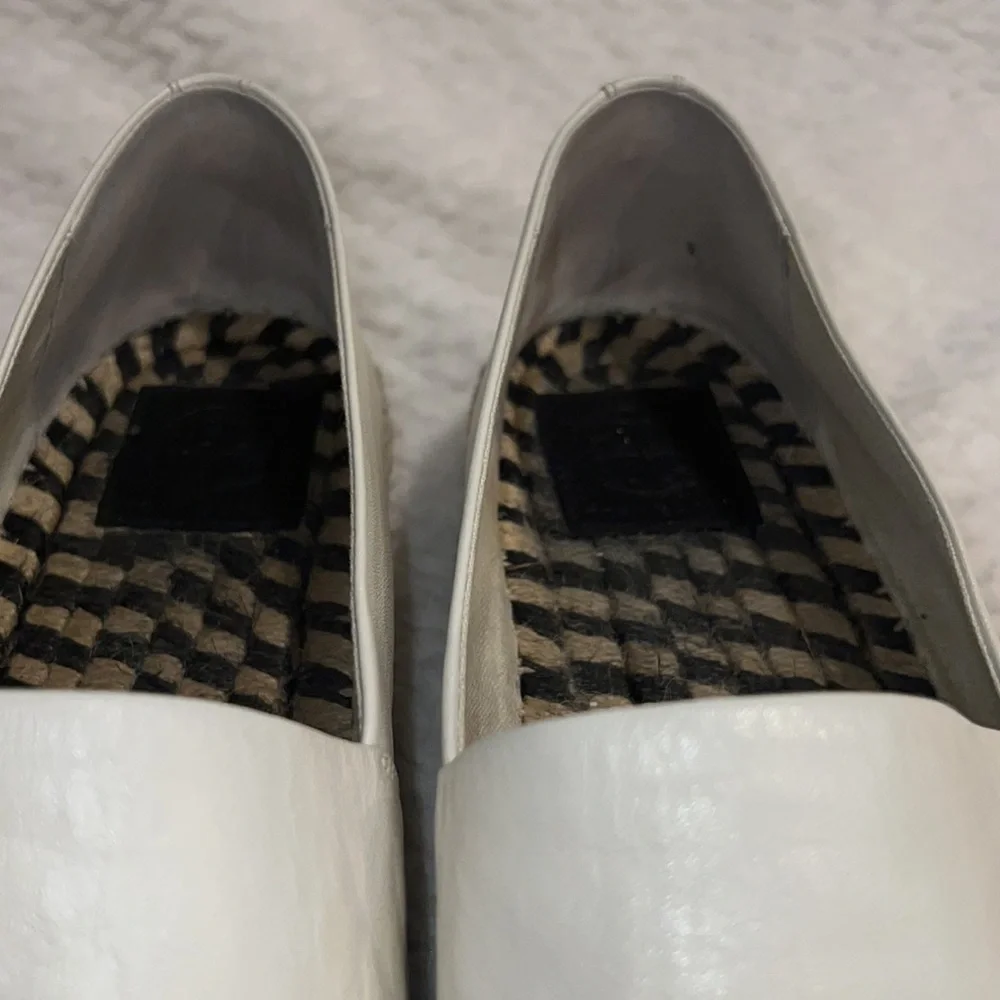 Tory Burch Colour Block Logo Platform Espadrilles Size 9m Black White Leather